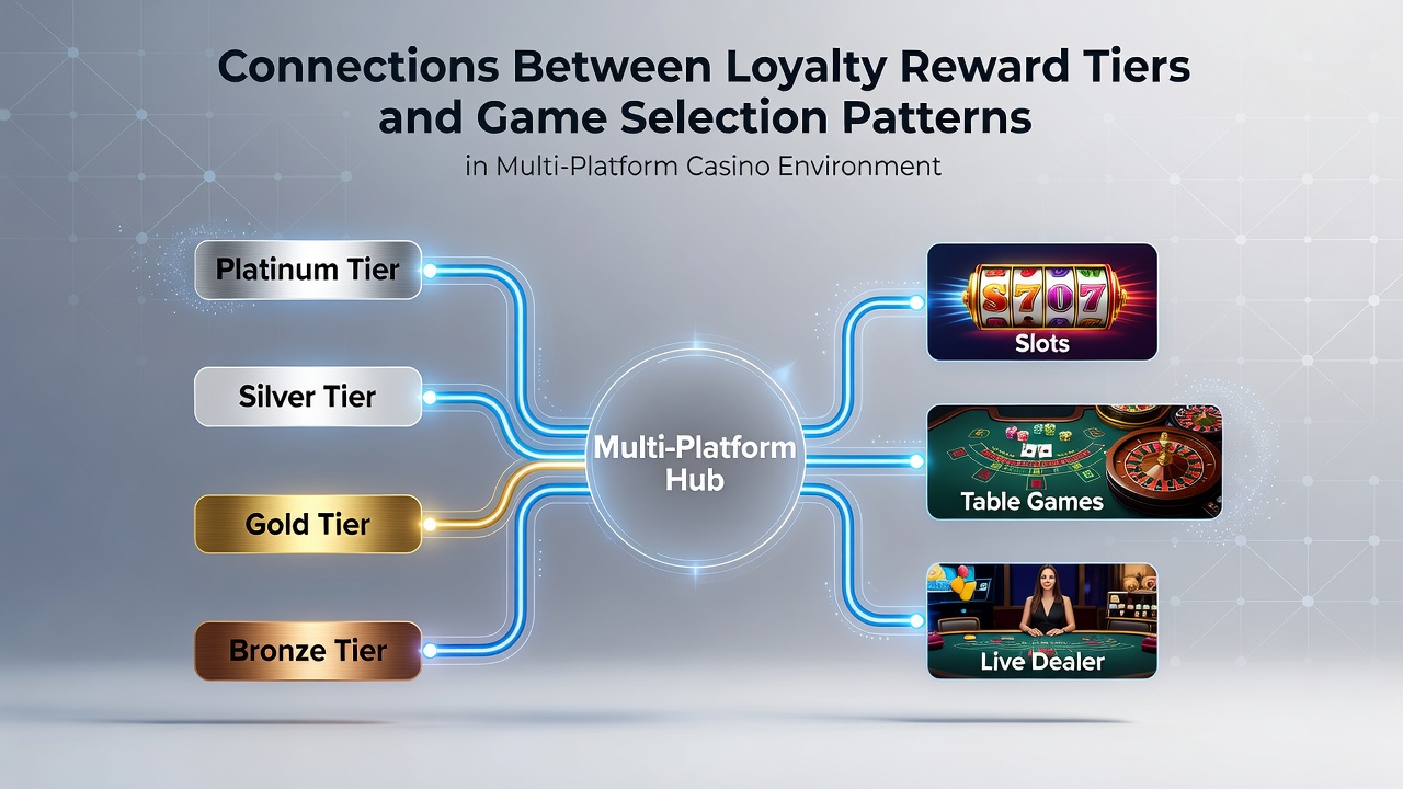 Multi-platform casino interface illustrating game categories and loyalty tier benefits